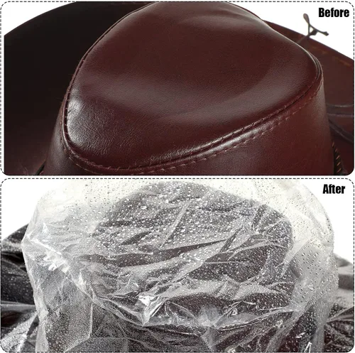 Vista 5 de 10 Pcs XL Cowboy Hat Cover Plastic Waterproof Hat Protector Elastic Rain Cover Unisex Travel Western Fedora Storage for Rain
