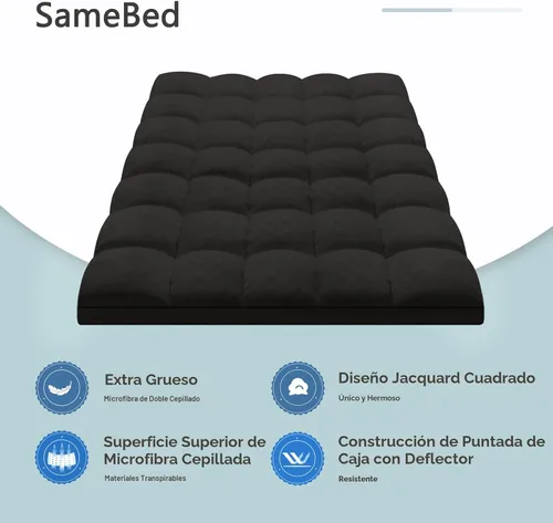 Vista 2 de SameBed Cubrecolchón tamaño individual, almohadilla de colchón extra gruesa para dolor de espalda, protector de colchón refrescante con bolsillo