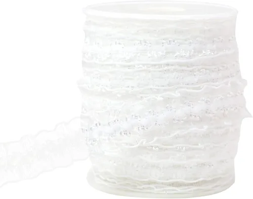 Vista 22 de Cinta de encaje elástica negra con volantes de 20 yardas para coser de 1 pulgada de organza de doble onda, ajuste de encaje, ropa y ropa