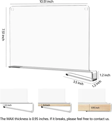 Vista 2 de HBlife Paquete de 8 separadores de estantes transparentes, organizador vertical de bolso para armario, perfecto para suéteres, camisas, bolsos