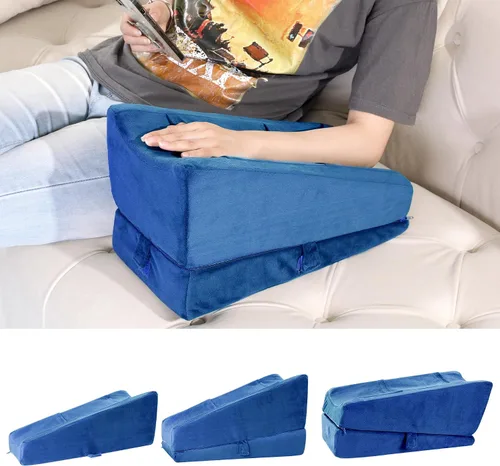 Vista 9 de BALAPET Almohada de elevación de brazo ajustable 2 en 1 con bolsillos, cojín ergonómico de cuña para apoyo poscirugía, almohada de refuerzo