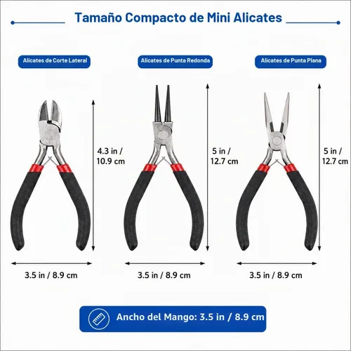 Vista 4 de Kit de alicates para hacer joyas, juego de 12 herramientas de abalorios con alicates, pinzas, punzón, agujas y bolsa de almacenamiento para envolver