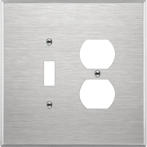 Vista 23 de ENERLITES Placa de pared de metal para combinación de interruptor de palanca y receptáculo dúplex, cubierta de salida de acero inoxidable 201