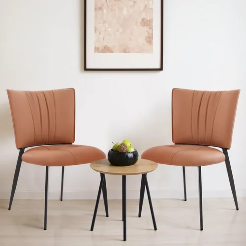 Vista 15 de Homcosan Juego de 2 sillas de comedor, modernas sillas de cocina con asiento acolchado tapizado y patas de metal, fácil montaje, sillas de comedor