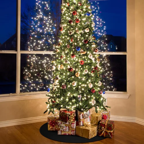 Vista 7 de Timgle Tapete para árbol de Navidad, tapete de silicona resistente para árbol de Navidad, protector de suelo impermeable para árbol de Navidad Negro
