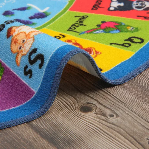 Vista 6 de HEBE Alfombra de juego para niños, 4 pies, con números del alfabeto ABC, alfombra educativa para niños, alfombra lavable para gatear bebé, alfombra