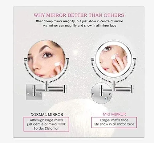 Vista 2 de Lighted Makeup Mirror 10x Wall Mounted Shaving Mirrors Magnifying with Dimmable Lights, Bathroom Mirror with Lights and Magnification, Touch Sn, UK
