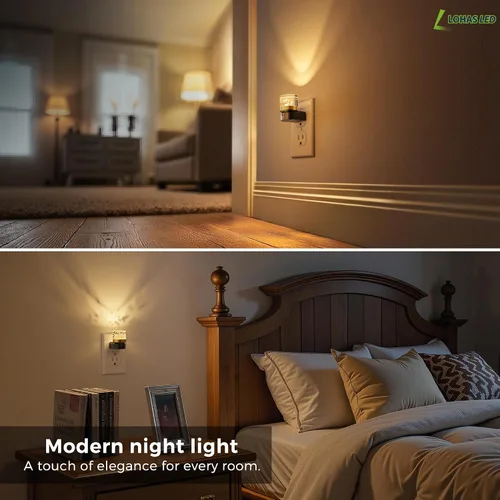 Vista 7 de L LOHAS LED - Luces nocturnas enchufables en la pared, temperatura de color ajustable 3000K/4000K/5000K, luz nocturna de burbujas con sensor