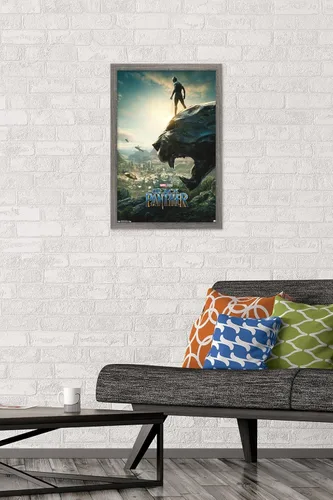 Vista 2 de Trends International Marvel Cinematic Universe - Póster de pared de una hoja de Black Panther Monument, 14.725 x 22.375 pulgadas, versión enmarcada