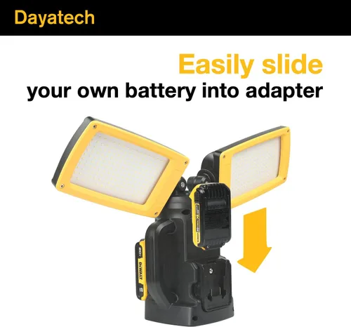 Vista 2 de Luz de trabajo LED inalámbrica de 12000LM, de doble cabezal de 85W con trípode, compatible con baterías Dewalt, Milwaukee, Makita de 18–21V, sin