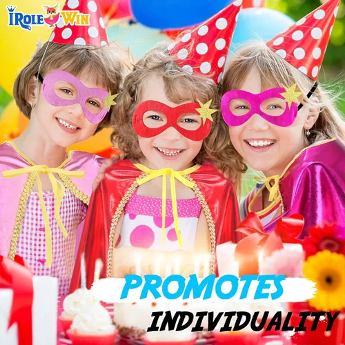 Vista 4 de iROLEWIN Disfraz de superhéroe y máscara TuTu para niñas, disfraz de superhéroe para niñas, regalo de fiesta de juego