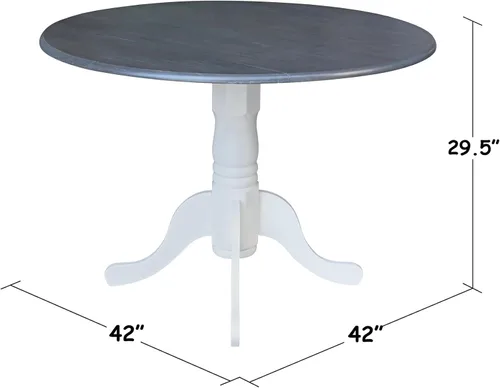 Vista 10 de IC INTERNATIONAL CONCEPTS Mesa de comedor de madera de hoja abatible de 42 pulgadas con 2 sillas con respaldo en X en blanco/gris jaspeado