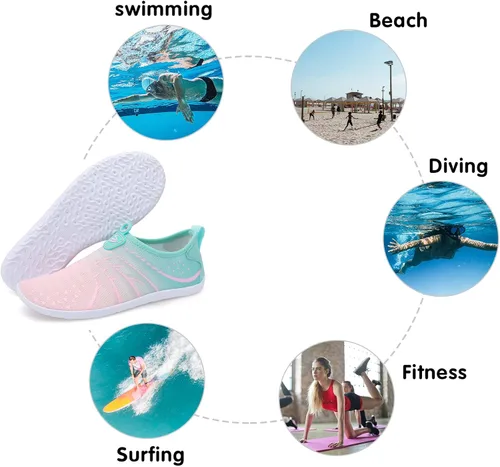 Vista 4 de Zapatos de agua Spesoul para mujer y hombre, transpirables, de secado rápido, suaves, estilo pies descalzos, para senderismo, natación, playa, surf