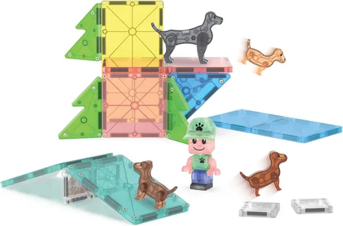 Vista 7 de MAGNA-TILES Puppy Park - Juego de construcción magnética de 27 piezas, la marca original de construcción magnética