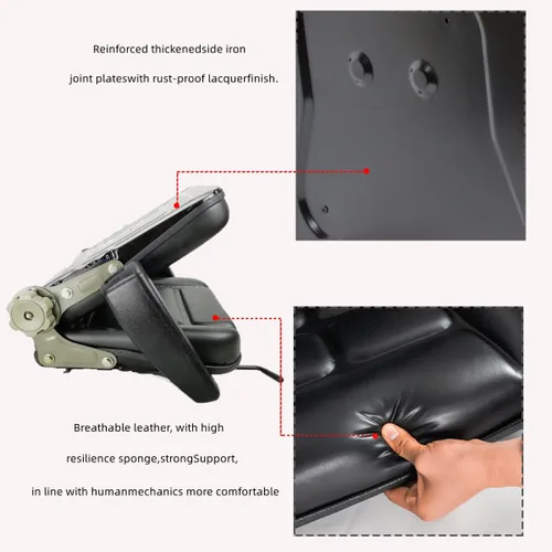 Vista 2 de Asiento universal de tractor de PVC, asiento de cortacésped ajustable, asiento plegable que incluye reposabrazos e interruptor de asiento, 15.4 x 15