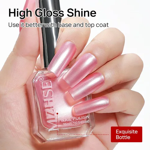 Vista 32 de MIZHSE Esmalte de uñas blanco perla de secado rápido, esmalte de uñas
