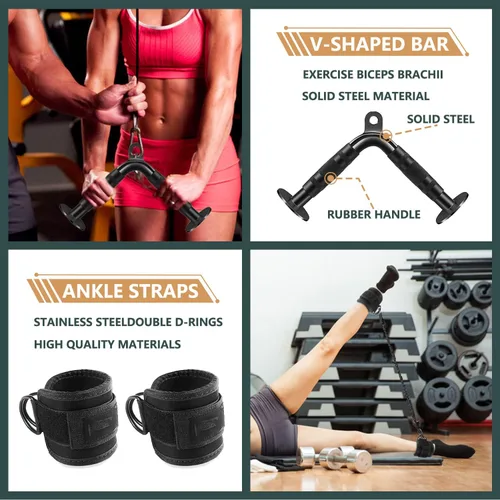 Vista 7 de Solid Cable Machine Attachment, Cable Attachments for Gym, Gym Cable Attachments, Cable Machine Attachments Set