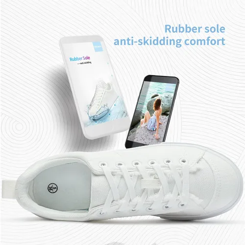 Vista 4 de Obtaom Zapatos deportivos de lona para mujer, con cordones, cómodos, zapatos de patinaje para mujer, zapatos casuales de tenis planos