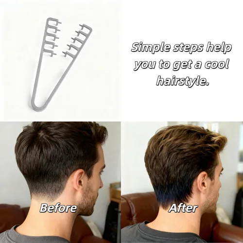 Vista 4 de 1 juego de peine de textura, peine de pelo de dientes anchos voluminosos para hombres, dientes anchos y finos 2 en 1 para textura