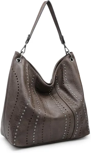 Vista 7 de Bolso de hombro grande Hobo para mujer con tachuelas de piel vegana