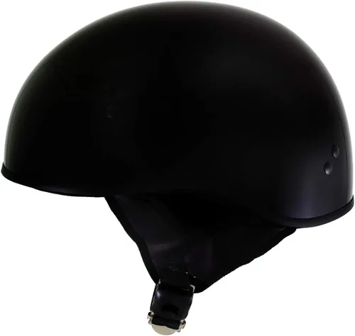 Vista 5 de Hot Leathers HLT68 Gloss Black The O.G. Advanced DOT Skull Cap Motorcycle Half Helmet Biker