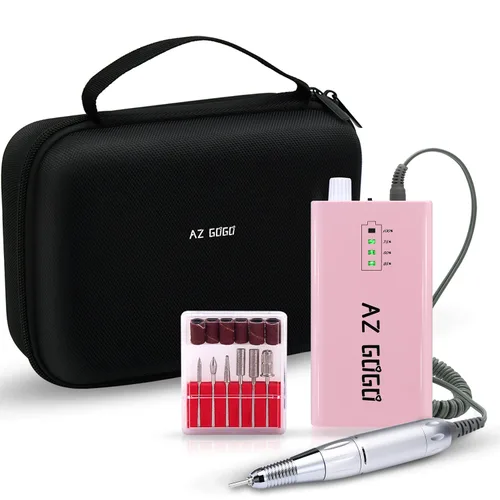 Vista 9 de AZ GOGO - Taladro de uñas portátil de 30000 RPM, taladro eléctrico profesional recargable para uñas de gel acrílico, manicura/pedicura, pulido