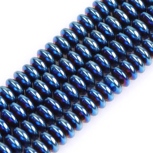 Vista 30 de Cuentas de hematita para hacer joyas, piedras preciosas semipreciosas de 0.394 x 0.551 in, color azul con revestimiento metálico, 15 pulgadas JOE