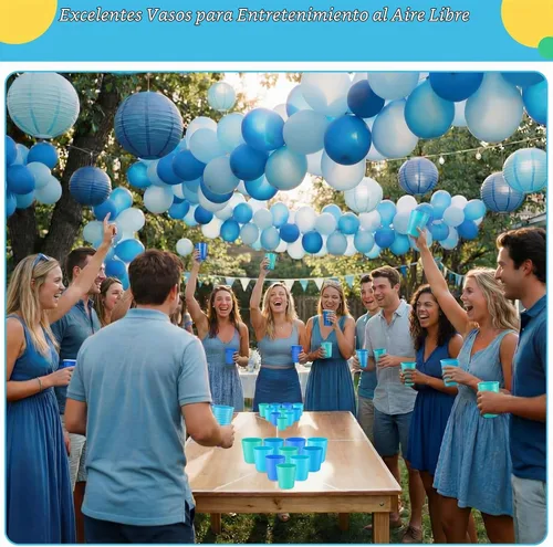 Vista 5 de Eccliy 36 vasos de plástico para niños de 8 onzas, color azul Tonos azules