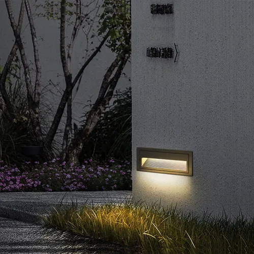 Vista 3 de Lámpara de pared moderna para escaleras, 6 W, con rejilla horizontal, placa frontal para interiores y exteriores, impermeable, color gris