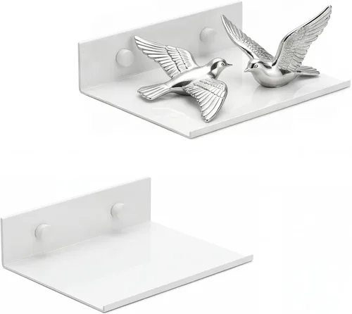 Vista 10 de Z metnal Estantes flotantes pequeños, mini estante de metal para pared, aluminio, montado en la pared y sin taladro, negro, 4.7 pulgadas, paquete