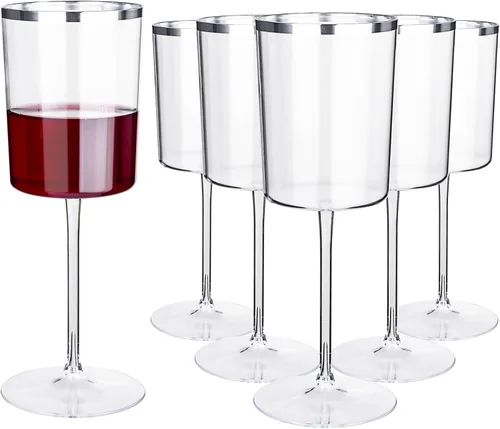 Vista 10 de Ciaell Paquete de 12 copas de vino de plástico, copas de vino de plástico