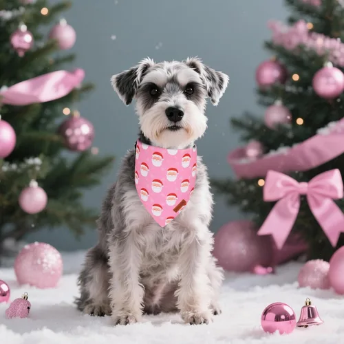 Vista 3 de PTDECOR Bandana de Navidad para perro, diseño de muñeco de nieve de Papá Noel, bufanda reversible para mascotas, diseño de triángulo rosa