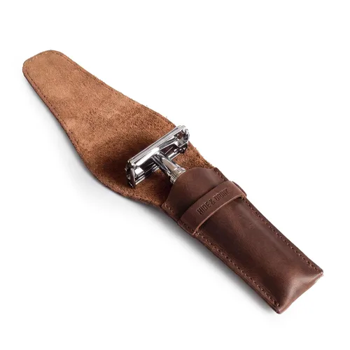 Vista 2 de Hide & Drink, Estuche de cuero para maquinilla de afeitar de seguridad, accesorios de afeitado, artículos esenciales para el cuidado personal, hecho