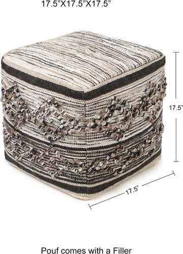 Vista 3 de REDEARTH · Puf otomano acolchado con relleno, textura de almacenamiento, cubo de granos, puf, reposapiés para sala de estar, dormitorio, guardería