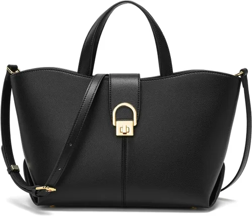 Vista 9 de Bolso cruzado de cuero con asa superior, bolso de mano para mujer, con asa superior y correa ajustable