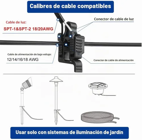 Vista 3 de Conectores de cable de bajo voltaje para iluminación de paisajes, paquete