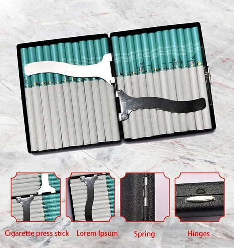 Vista 4 de 2pcs Cigarette case, Capacity Can Hold 20 Sticks,Metal Cigarette Box Portable Holder Crush-Proof Wallets, Card Cases & Money