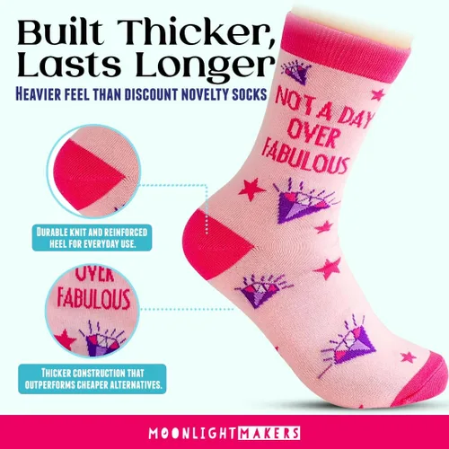 Vista 66 de Moonlight Makers Funny Colored Socks, Novelty Socks, Stocking Stuffer, Unisex Socks