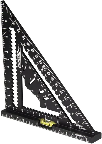 Vista 8 de Johnson Level & Tool 1904-0700V 7-1/4 pulgadas Johnny Square® MACH-1™ Smart Mark™ Rafter Square con vial nivel, negro