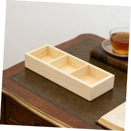 Vista 7 de FUOYLOO Wood Tea Bag Box with 3 Compartments Storage Organizer