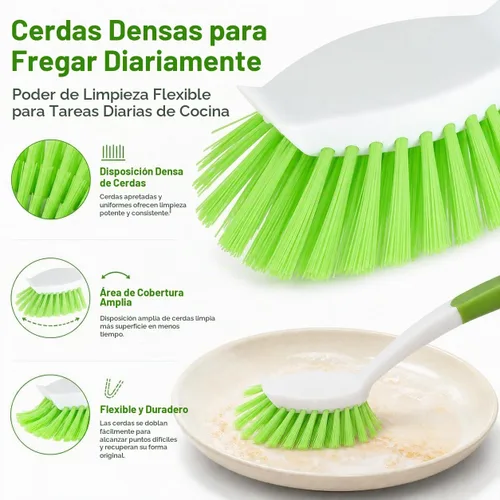 Vista 4 de Juego de 2 cepillos para platos con mango largo