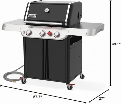 Vista 9 de Weber Genesis E-325 - Parrilla de gas natural para cocina al aire libre, 3 quemadores, color negro
