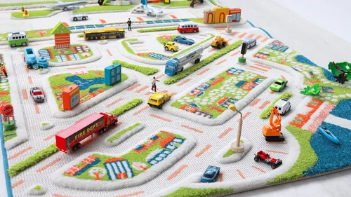 Vista 5 de IVI Mini City - Alfombra educativa de 59 pulgadas de largo x 39 pulgadas de ancho para dormitorio, sala de juegos o sala