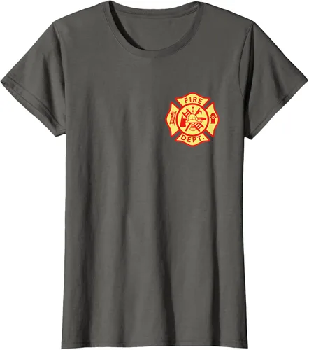 Vista 57 de Camiseta con logotipo de bomberos con símbolo de bombero, Negro