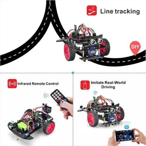 Vista 3 de OSOYOO Kit de coche robot inteligente para Arduino Adulto Adolescente Robótico Asamblea Starter
