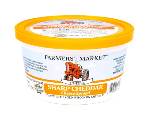 Vista 9 de Queso para untar, estable en el estante, Wisconsin, ideal como bocadillos para pretzels o verduras, (1 unidad, queso cheddar añejo)