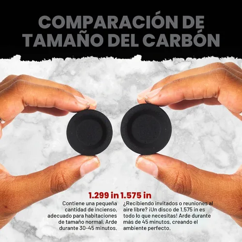 Vista 4 de Tabletas de carbón multiusos - Tabletas de carbón de luz rápida - Discos de carbón - Rollos de carbón de 1.575 in - 100 briquetas de carbón