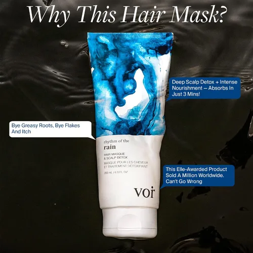Vista 2 de Voir Haircare Rhythm of the Rain - Máscara para el cabello y desintoxicación del cuero cabelludo, 6.8 onzas líquidas
