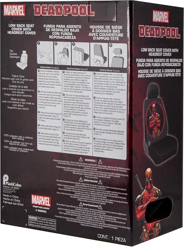 Vista 3 de Plasticolor 008669R01 Deadpool Repeater de Marvel Funda de asiento de espalda baja universal para coche, camioneta o SUV