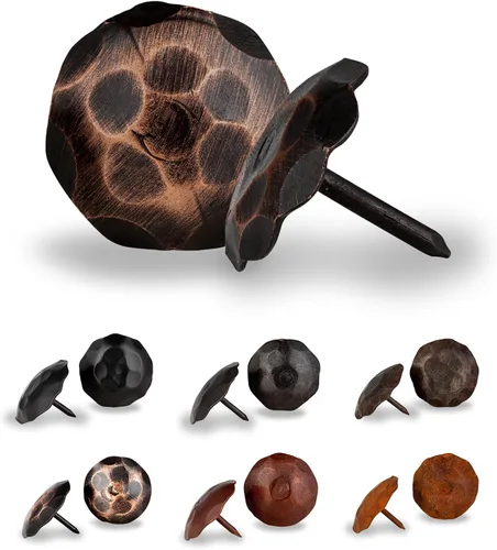 Vista 9 de 10 Pack 0.75" Round Head Iron Clavos Decorative Nails – Black – Handmade Rustic Round Fasteners for Farmhouse Shutters, Faux Wood Beams, Barn Doors